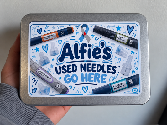 Custom "Used Needles Go Here" Storage Tin