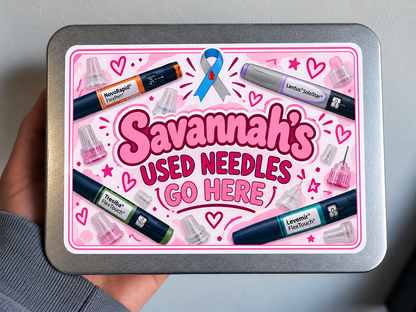Custom "Used Needles Go Here" Storage Tin